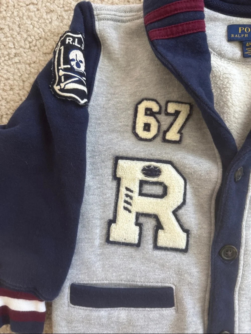 Polo by Ralph Lauren Fleece Letterman Cardigan